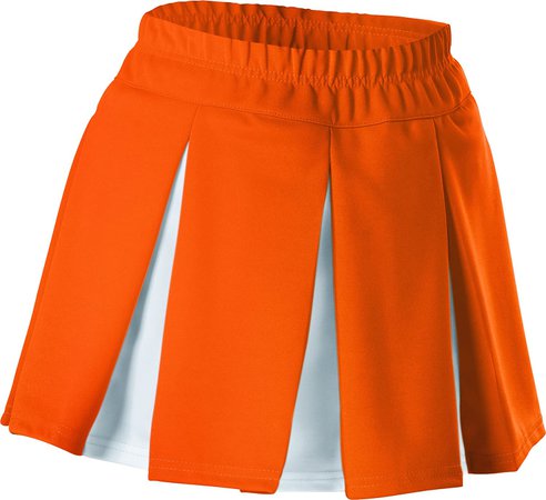 Alleson Girls Cheerleading Multi Pleat Skirt in Orange