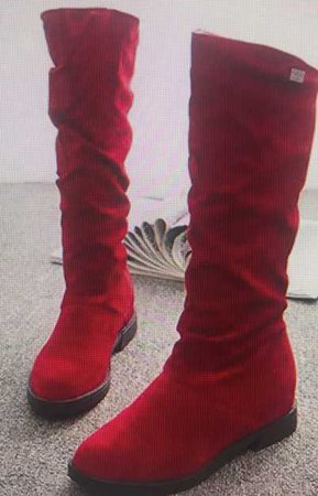 Flat Red Suede Boots
