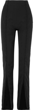 16ARLINGTON - Button-embellished Crepe Straight-leg Pants - Black