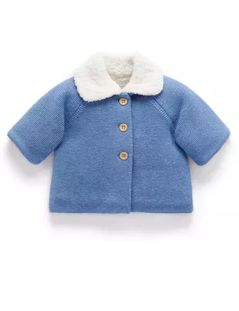 Blue Shearling Lined Cardigan - Baby Jackets - Purebaby