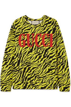 Gucci | Neon tiger-print loopback cotton-jersey sweatshirt | NET-A-PORTER.COM