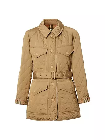 Shop Burberry Kemble Belted Quilted Field Logo Jacket | Saks Fifth Avenue