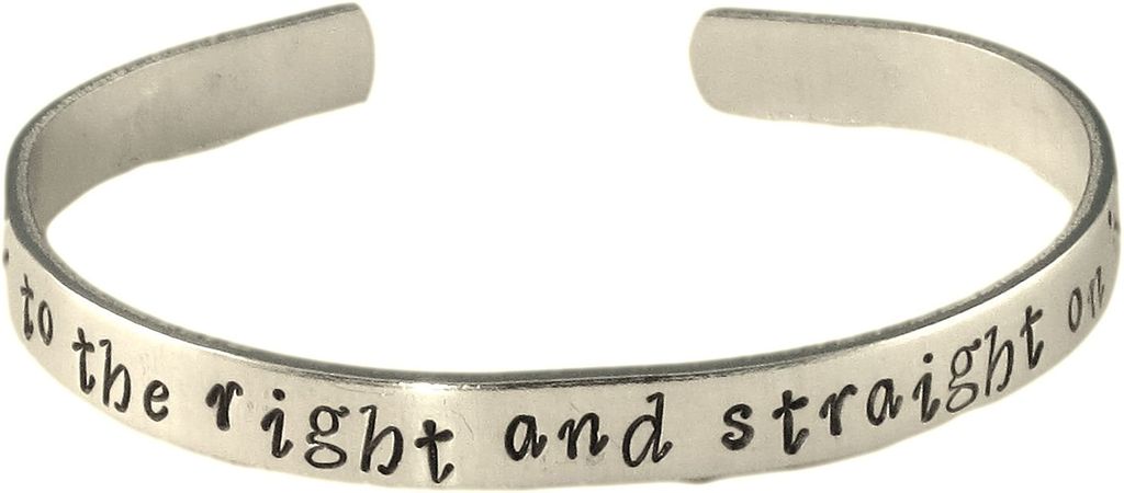 Amazon.com: Peter Pan Inspired - Second Star to The Right and Straight on 'Til Morning - Hand Stamped Aluminum Bracelet: Clothing, Shoes & Jewelry
