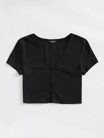 Buttoned Front Crop Top | SHEIN USA