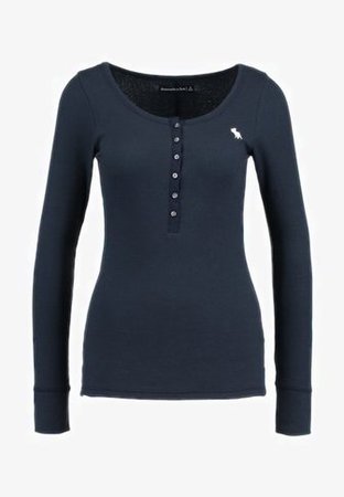 Abercrombie & Fitch MARKETED HENLEY - Long sleeved top - navy - Zalando.co.uk