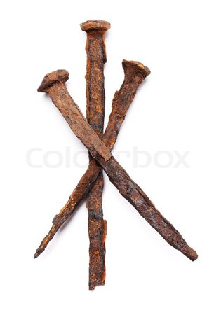Old handforged rusty nails isolated on ... | Stock image | Colourbox