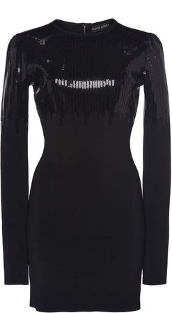 Sequin Embroidered Knit Dress