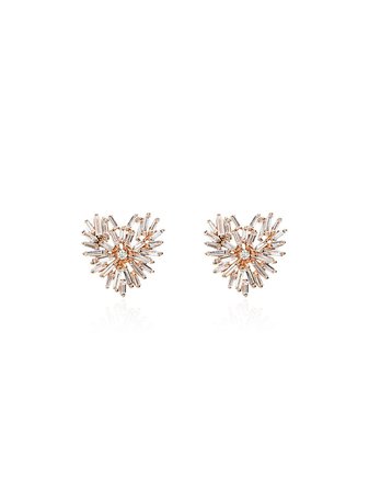 Suzanne Kalan 18Kt Rose Gold Fireworks Diamond Heart Earrings | Farfetch.com