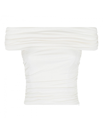 SELF-PORTRAIT White Jersey Off Shoulder Top