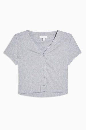 Grey Short Sleeve Button Cardigan | Topshop