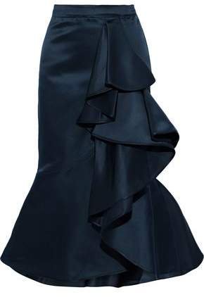 Mary Queen Of Scots Ruffled Duchesse Silk-satin Midi Skirt