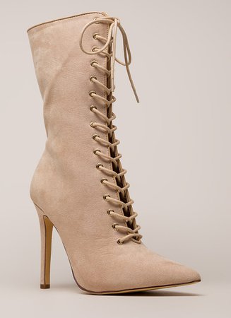 See Your Point Faux Suede Boots CAMEL NUDE WINE - GoJane.com