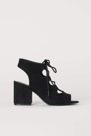 Sandals with Lacing - Black