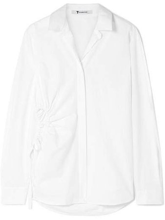 Cutout Cotton-poplin Shirt - White