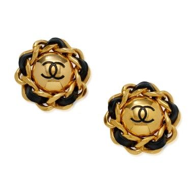 Black Leather and Gold Metal CC Earrings, 1991 | Handbags & Accessories | The Chanel Collection | 2022 | Sotheby's