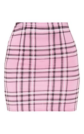Dusty Pink Check Print Mini Skirt