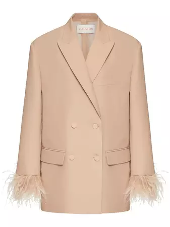 Valentino feather-detail double-breasted Blazer - Farfetch