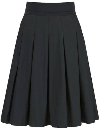 dkny-black-pleated-knee-length-skirt