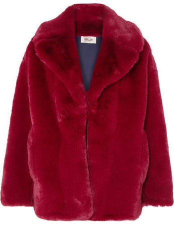 Faux Fur Jacket - Crimson