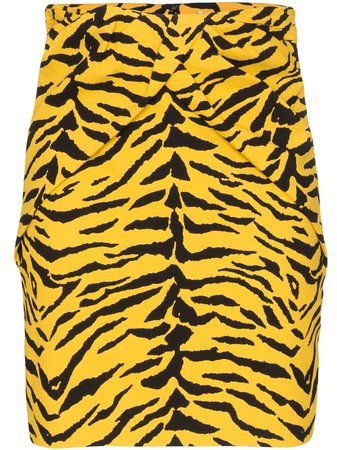Yellow Saint Laurent Tiger Print High-Rise Skirt | Farfetch.com