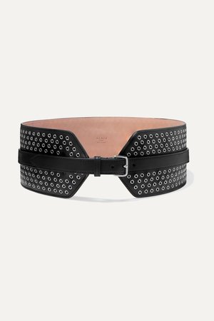 Black Eyelet-embellished leather waist belt | Alaïa | NET-A-PORTER