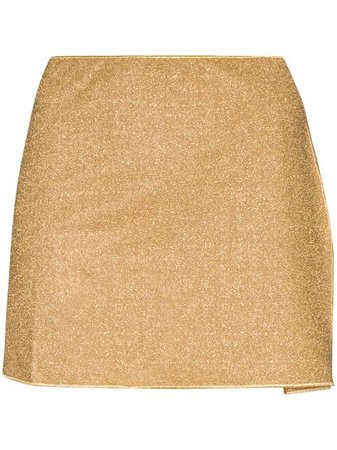 Shop gold Oséree Lumière metallic mini skirt with Express Delivery - Farfetch