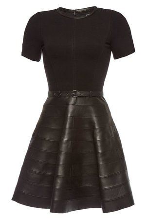Karl Lagerfeld - Dress with Leather Skirt - black