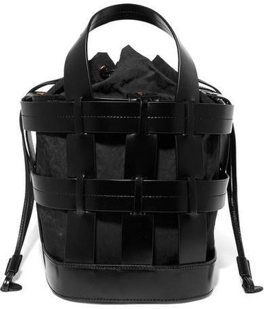 Trademark - Cooper Caged Leather And Canvas Tote - Black