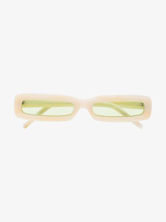 George Keburia cream and green square-framed sunglasses