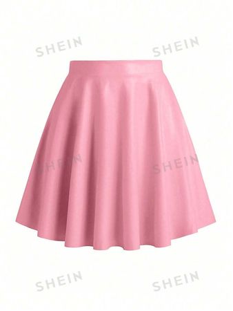 Solid Color Women's Pu Umbrella-shaped Skirt | SHEIN USA