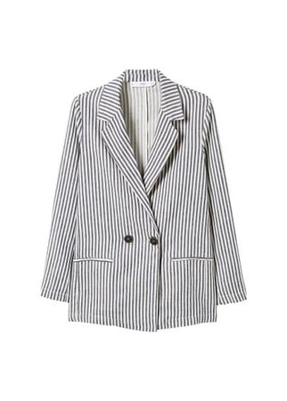 MANGO Striped linen blazer