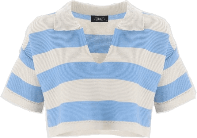 blue and white striped top