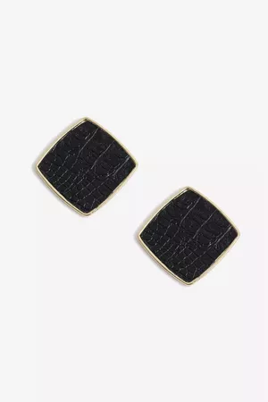 Square Crocodile Design Earrings | Topshop