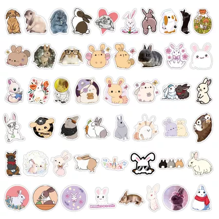 50pcs Cute Rabbit Animal Stickers For Girls Kawaii Cartoons Bunny Hare Decal Sticker To DIY Stationery Water Bottle Phone Guitar|Stickers| - AliExpress