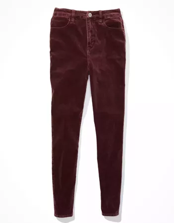 AE Curvy High-Waisted Corduroy Jegging red