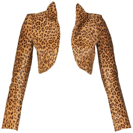Ralph Lauren Collection Leopard Shearling Cropped Bolero Jacket For Sale at 1stDibs