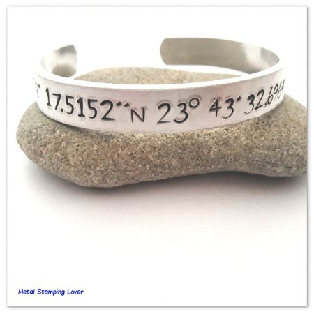 Long distance relationship gift, Latitude longitude bracelet | Etsy