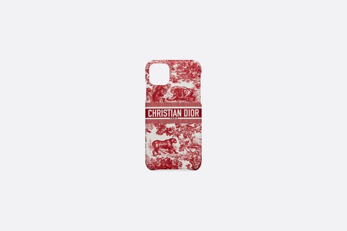 DiorTravel Cover for iPhone 11 Pro Max Pink Multicolor Toile de Jouy Calfskin - products | DIOR