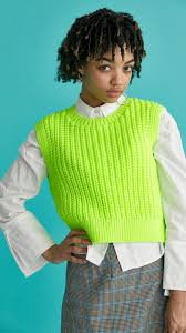 lime green knitted vest - Google Search