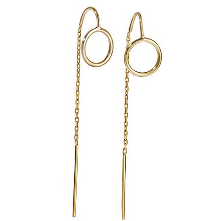 Amazon.com: S.Leaf Round Hoop Tassel Threader Earrings Sterling Silver Circle Long Chain Earrings (threader - gold): Jewelry