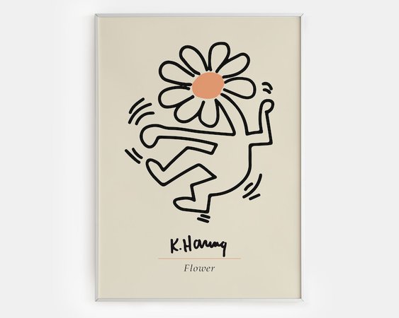 Keith Haring Pop Art Poster Flower Keith Haring Poster | Etsy