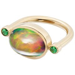 Opal, Sapphires, Tsavorites, 18 Karat Rose Gold, Shooting Star Ring For Sale at 1stdibs