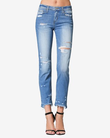 Flying Monkey Mid Rise Straight Cropped Jeans