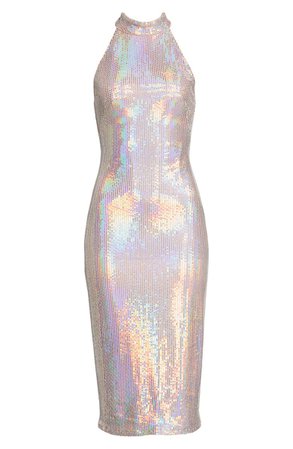 SHO by Tadashi Shoji Tadashi Shoji Sparkle Sleeveless Mock Neck Midi Dress | Nordstrom