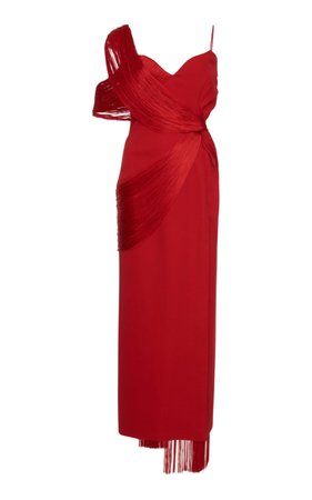 Versace, Red Fringe Classic Gown