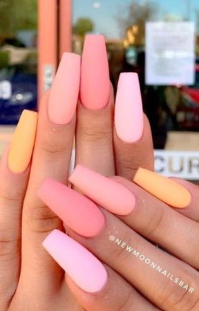 peach pink yellow nails