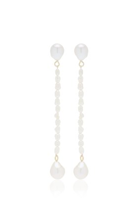 Jeanne White Gold Sterling Silver Freshwater Baroque Pearl Earrings By Emili | Moda Operandi
