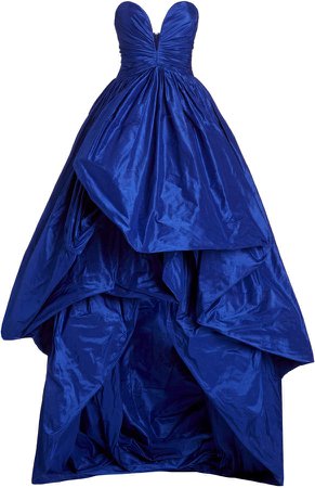 Oscar de la Renta Strapless Cascading Silk Gown