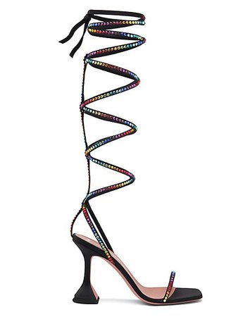 Amina Muaddi Amina Muaddi x AWGE LSD Ankle-Wrap Crystal-Embellished Satin Gladiator Sandals | SaksFifthAvenue