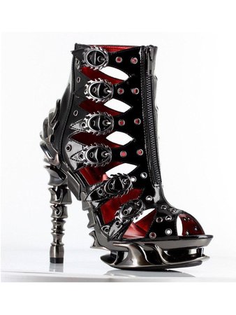 Hades Shoes H-Crimson Ankle boot adjustable flame buckles with front zipper 10 / Black | Walmart Canada